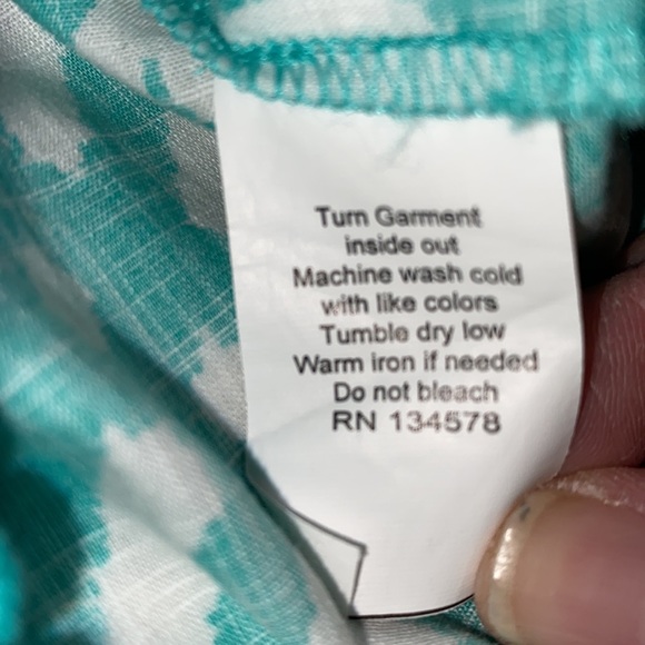 Vineyard Vines Scribble Lattice V-Neck Teal Tunic Top Blouse 100% Cotton - Picture 9 of 9